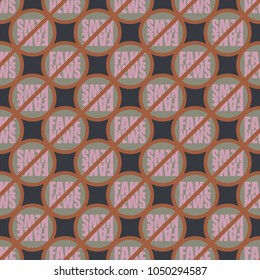 Conceptual seamless pattern with logo fake news. Global problems of humanity.