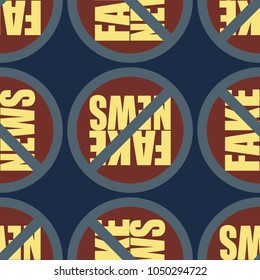 Conceptual seamless pattern with logo fake news. Global problems of humanity.
