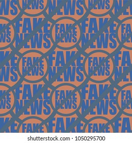 Conceptual seamless pattern with logo fake news. Global problems of humanity.