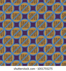 Conceptual seamless pattern with logo fake news. Global problems of humanity.