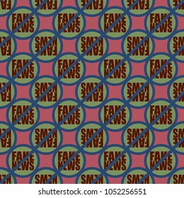 Conceptual seamless pattern with logo fake news. Global problems of humanity.