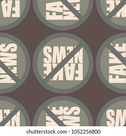 Conceptual seamless pattern with logo fake news. Global problems of humanity.