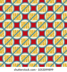 Conceptual seamless pattern with logo fake news. Global problems of humanity.