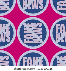 Conceptual seamless pattern with logo fake news. Global problems of humanity.