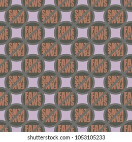 Conceptual seamless pattern with logo fake news. Global problems of humanity.