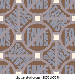 Conceptual seamless pattern with logo fake news. Global problems of humanity.