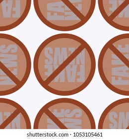 Conceptual seamless pattern with logo fake news. Global problems of humanity.