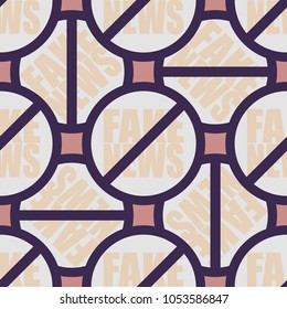 Conceptual seamless pattern with logo fake news. Global problems of humanity.