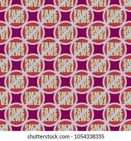 Conceptual seamless pattern with logo fake news. Global problems of humanity.
