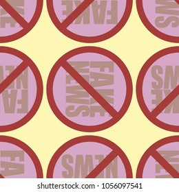 Conceptual seamless pattern with logo fake news. Global problems of humanity.