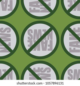 Conceptual seamless pattern with logo fake news. Global problems of humanity.