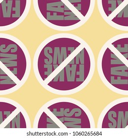 Conceptual seamless pattern with logo fake news. Global problems of humanity.