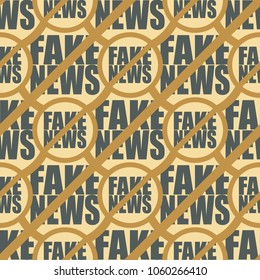 Conceptual seamless pattern with logo fake news. Global problems of humanity.