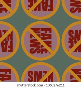 Conceptual seamless pattern with logo fake news. Global problems of humanity.