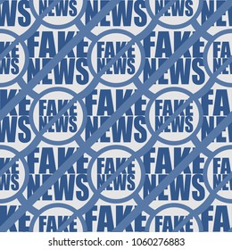 Conceptual seamless pattern with logo fake news. Global problems of humanity.