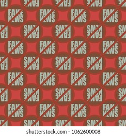Conceptual seamless pattern with logo fake news. Global problems of humanity.