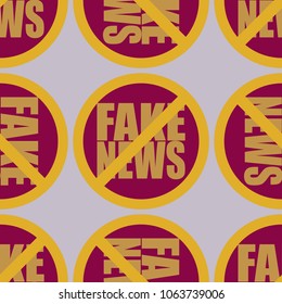 Conceptual seamless pattern with logo fake news. Global problems of humanity.
