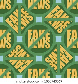 Conceptual seamless pattern with logo fake news. Global problems of humanity.