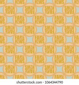 Conceptual seamless pattern with logo fake news. Global problems of humanity.