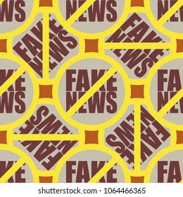 Conceptual seamless pattern with logo fake news. Global problems of humanity.