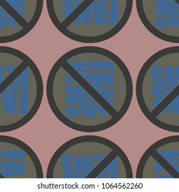 Conceptual seamless pattern with logo fake news. Global problems of humanity.