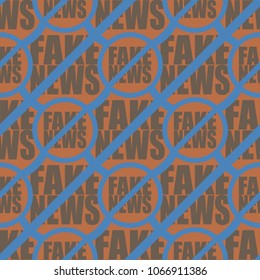 Conceptual seamless pattern with logo fake news. Global problems of humanity.