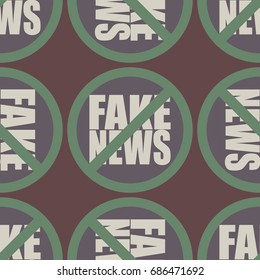 Conceptual seamless pattern with logo fake news. Global problems of humanity.