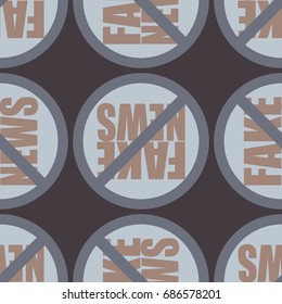 Conceptual seamless pattern with logo fake news. Global problems of humanity.