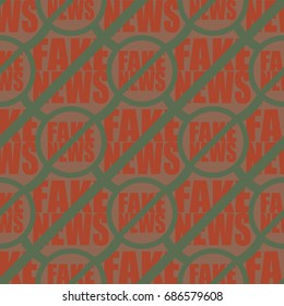Conceptual seamless pattern with logo fake news. Global problems of humanity.