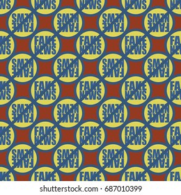 Conceptual seamless pattern with logo fake news. Global problems of humanity.