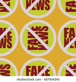 Conceptual seamless pattern with logo fake news. Global problems of humanity.