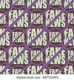 Conceptual seamless pattern with logo fake news. Global problems of humanity.