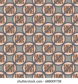 Conceptual seamless pattern with logo fake news. Global problems of humanity.