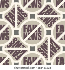 Conceptual seamless pattern with logo fake news. Global problems of humanity.