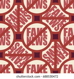 Conceptual seamless pattern with logo fake news. Global problems of humanity.