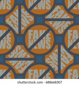 Conceptual seamless pattern with logo fake news. Global problems of humanity.