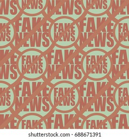 Conceptual seamless pattern with logo fake news. Global problems of humanity.