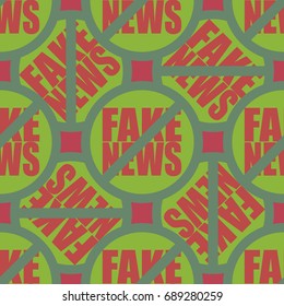 Conceptual seamless pattern with logo fake news. Global problems of humanity.