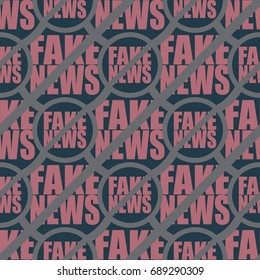 Conceptual seamless pattern with logo fake news. Global problems of humanity.