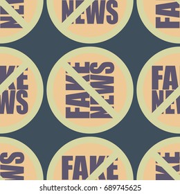 Conceptual seamless pattern with logo fake news. Global problems of humanity.