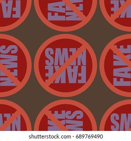 Conceptual seamless pattern with logo fake news. Global problems of humanity.