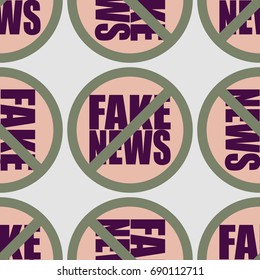 Conceptual seamless pattern with logo fake news. Global problems of humanity.