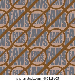 Conceptual seamless pattern with logo fake news. Global problems of humanity.