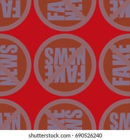 Conceptual seamless pattern with logo fake news. Global problems of humanity.