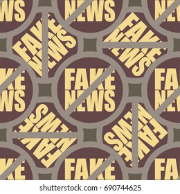 Conceptual seamless pattern with logo fake news. Global problems of humanity.