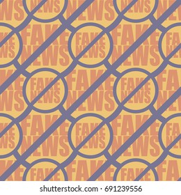 Conceptual seamless pattern with logo fake news. Global problems of humanity.