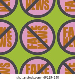 Conceptual seamless pattern with logo fake news. Global problems of humanity.