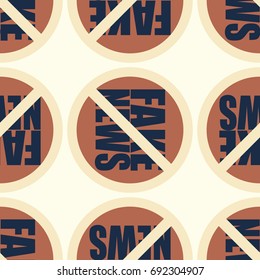 Conceptual seamless pattern with logo fake news. Global problems of humanity.