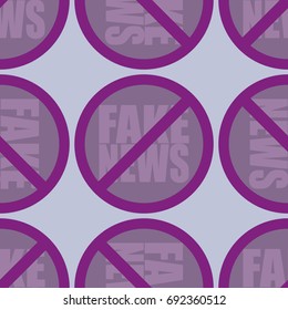 Conceptual seamless pattern with logo fake news. Global problems of humanity.