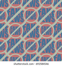 Conceptual seamless pattern with logo fake news. Global problems of humanity.